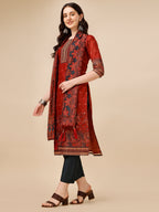 Printed And Embroidered Kurta With Pant And Dupatta Set, Multicolor - Hiral Fashion | Grocsy