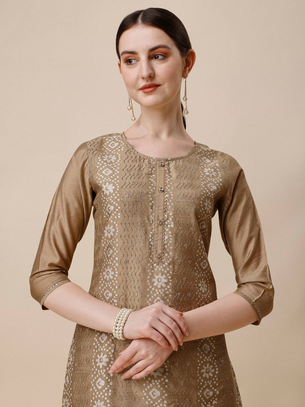 Embroidered & Printed Kurta With Pant And Dupatta Set, Multicolor - Hiral Fashion | Grocsy