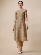 Embroidered & Printed Kurta With Pant And Dupatta Set, Multicolor - Hiral Fashion | Grocsy