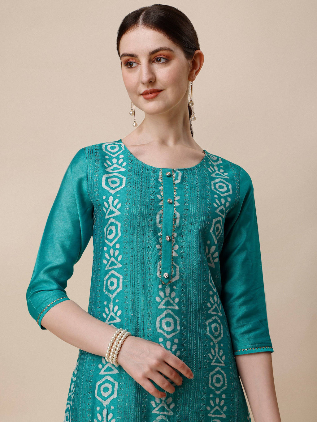 Embroidered Kurta With Pant And Dupatta Set, Multicolor - Hiral Fashion | Grocsy
