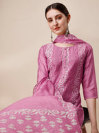 Embroidered & Printed Kurta With Pant And Dupatta Set, Multicolor - Hiral Fashion | Grocsy