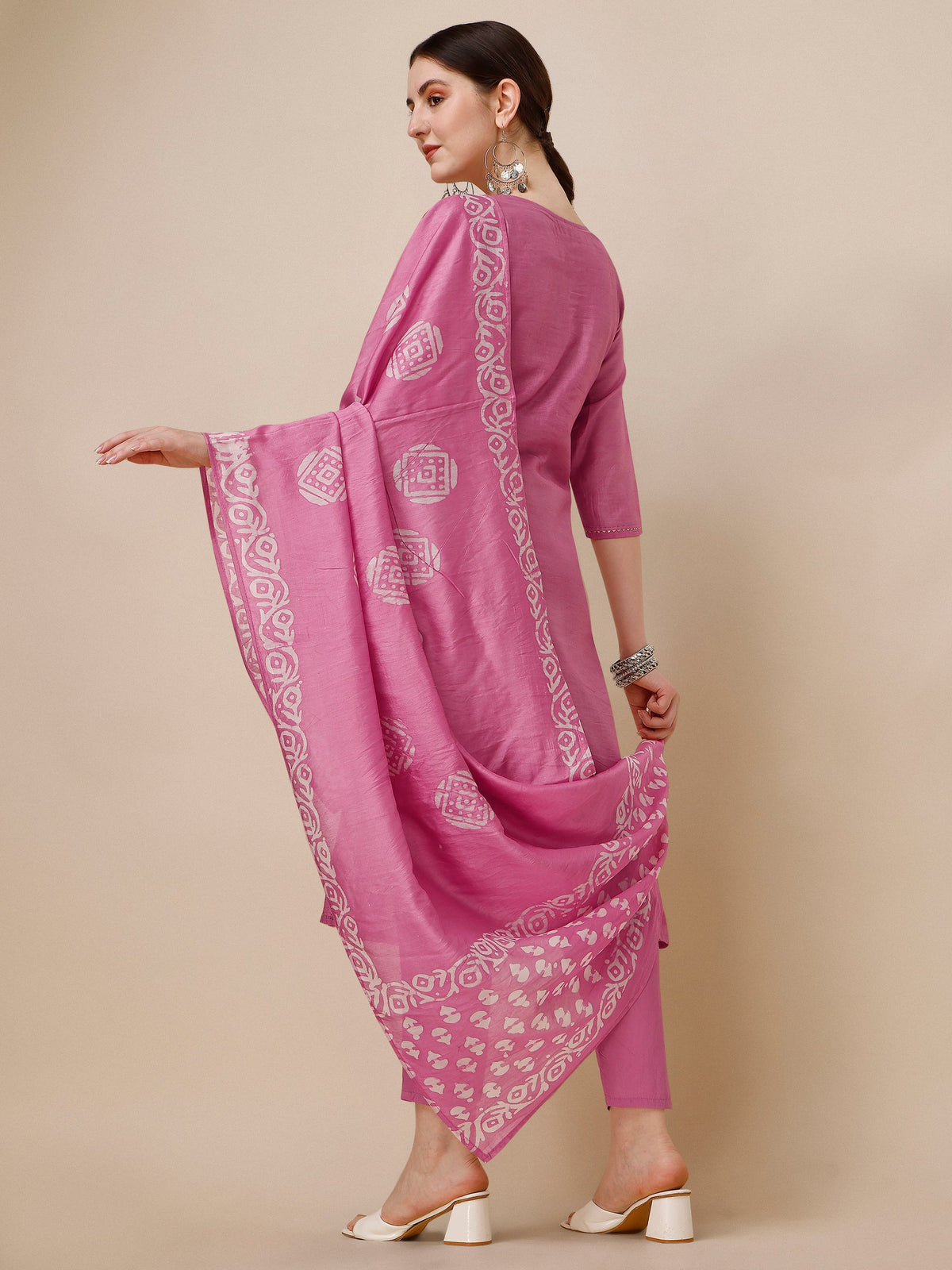 Embroidered & Printed Kurta With Pant And Dupatta Set, Multicolor - Hiral Fashion | Grocsy