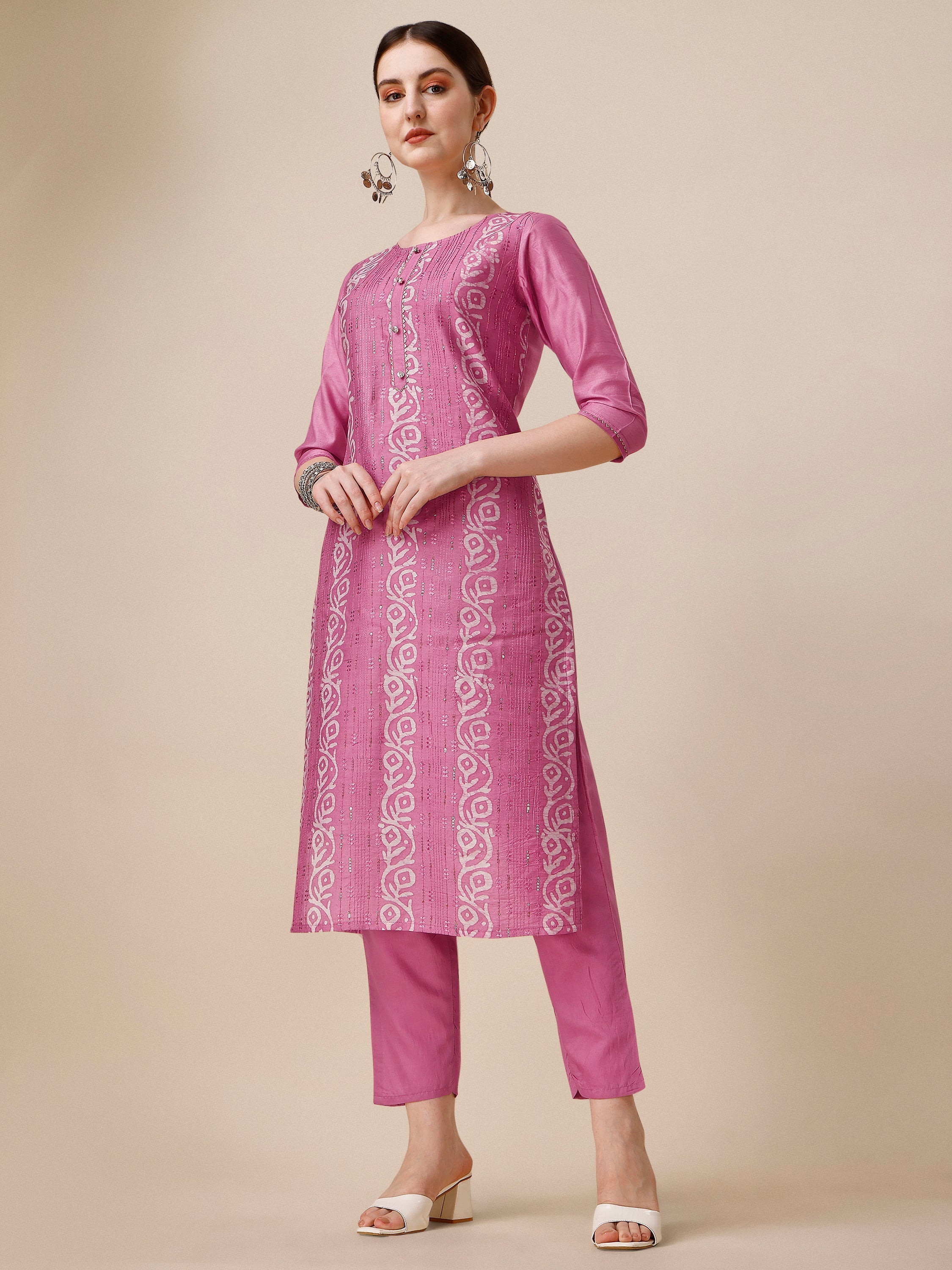 Embroidered & Printed Kurta With Pant And Dupatta Set, Multicolor - Hiral Fashion | Grocsy
