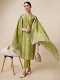 Printed & Embroidered Kurta With Pant & Printed Dupatta Set, Multicolor - Hiral Fashion | Grocsy
