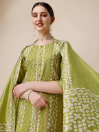 Printed & Embroidered Kurta With Pant & Printed Dupatta Set, Multicolor - Hiral Fashion | Grocsy