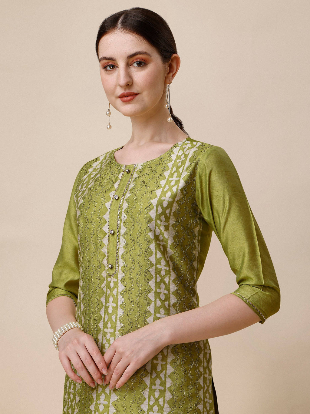 Printed & Embroidered Kurta With Pant & Printed Dupatta Set, Multicolor - Hiral Fashion | Grocsy