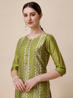 Printed & Embroidered Kurta With Pant & Printed Dupatta Set, Multicolor - Hiral Fashion | Grocsy