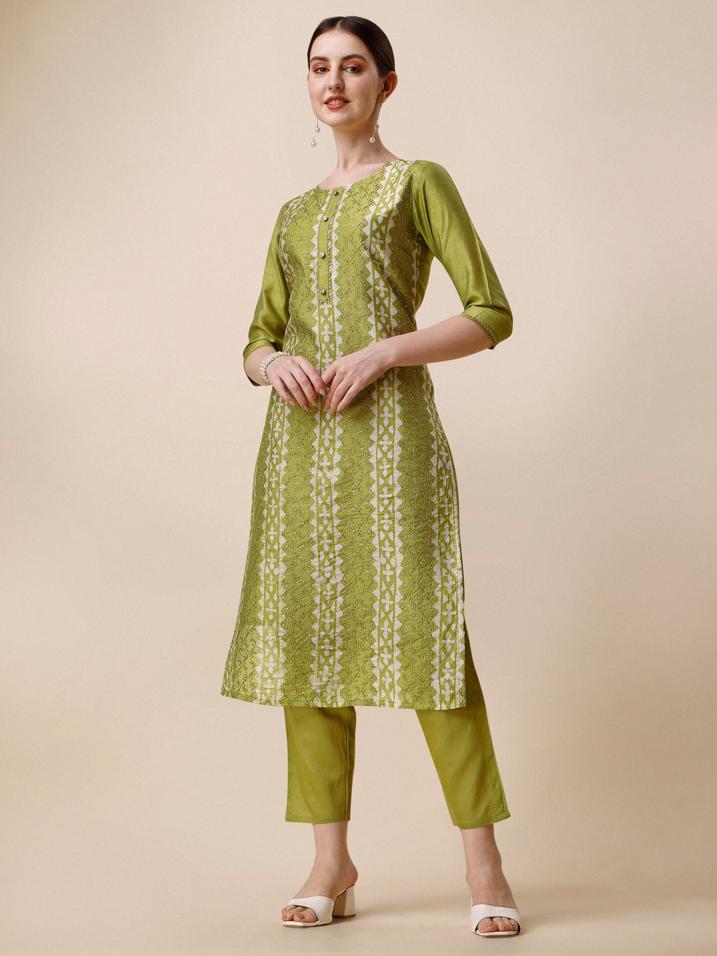 Printed & Embroidered Kurta With Pant & Printed Dupatta Set, Multicolor - Hiral Fashion | Grocsy