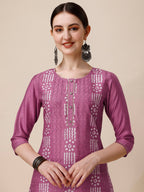 Chanderi Bandhni Printed Kurta With Pant & Dupatta Set, Multicolor - Hiral Fashion | Grocsy