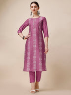 Chanderi Bandhni Printed Kurta With Pant & Dupatta Set, Multicolor - Hiral Fashion | Grocsy