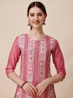 Printed & Embroidered Kurta With Pant & Dupatta Set, Multicolor - Hiral Fashion | Grocsy