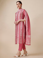 Printed & Embroidered Kurta With Pant & Dupatta Set, Multicolor - Hiral Fashion | Grocsy