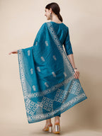 Printed & Embroidered Kurta With Pant & Dupatta Set, Multicolor - Hiral Fashion | Grocsy