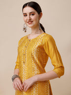 Printed & Embroidered Kurta With Pant & Dupatta Set, Multicolor - Hiral Fashion | Grocsy