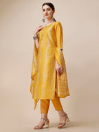 Printed & Embroidered Kurta With Pant & Dupatta Set, Multicolor - Hiral Fashion | Grocsy