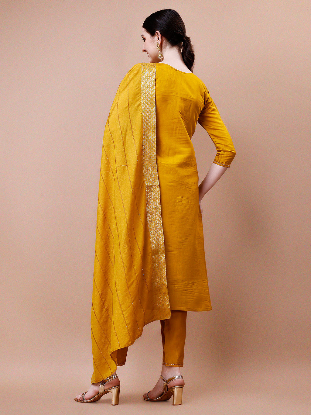 Hand Embroidered And Embellished Kurta With Pant And Dupatta Set, Multicolor - Hiral Fashion | Grocsy