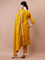 Hand Embroidered And Embellished Kurta With Pant And Dupatta Set, Multicolor - Hiral Fashion | Grocsy