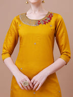 Hand Embroidered And Embellished Kurta With Pant And Dupatta Set, Multicolor - Hiral Fashion | Grocsy