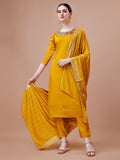 Hand Embroidered And Embellished Kurta With Pant And Dupatta Set, Multicolor - Hiral Fashion | Grocsy