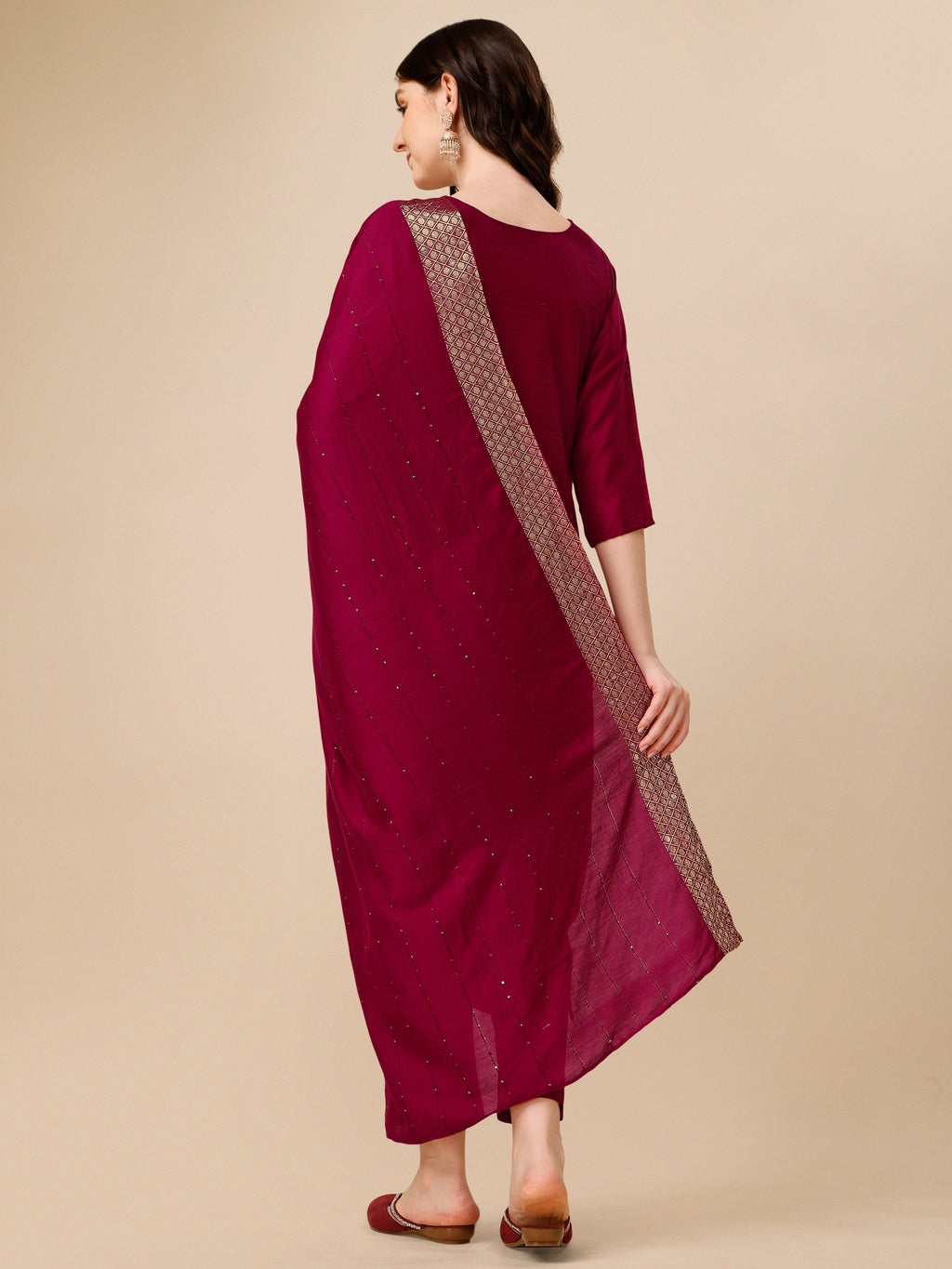Hand Embroidered Kurta With Pant And Dupatta Set, Multicolor - Hiral Fashion | Grocsy