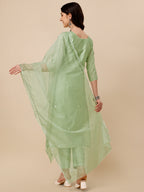 Hand Embroidered Kurta With Pant And Dupatta Set, Multicolor - Hiral Fashion | Grocsy