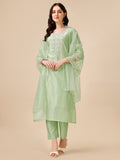 Hand Embroidered Kurta With Pant And Dupatta Set, Multicolor - Hiral Fashion | Grocsy
