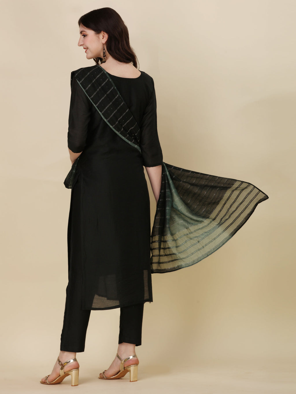Embroidered Kurta With Pant And Dupatta Set, Multicolor - Hiral Fashion | Grocsy