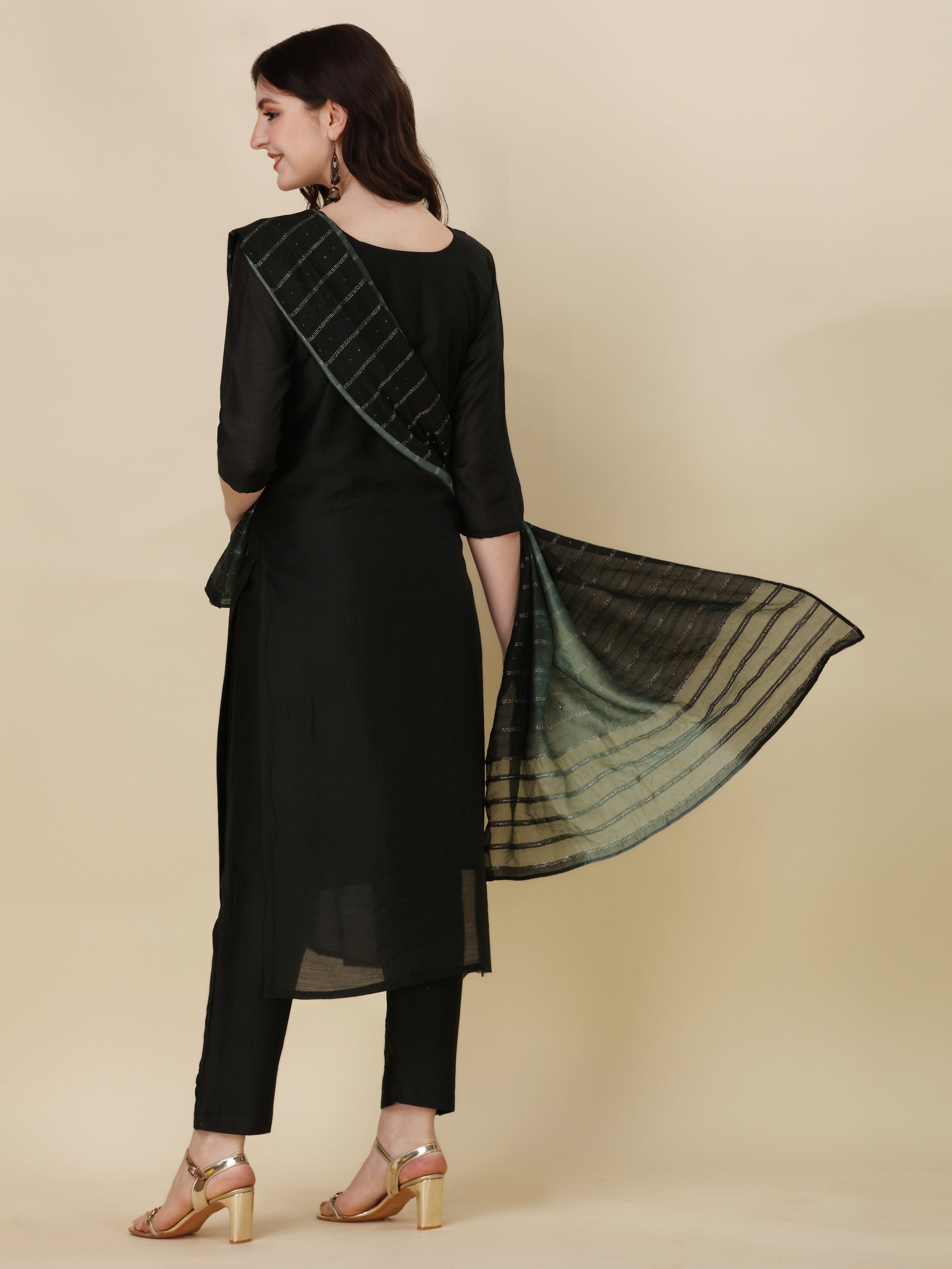 Embroidered Kurta With Pant And Dupatta Set, Multicolor - Hiral Fashion | Grocsy