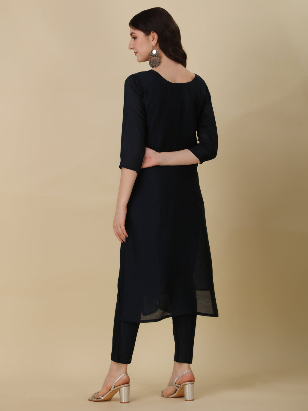 Hand Embroidered Kurta With Pant And Dupatta Set, Multicolor - Hiral Fashion | Grocsy