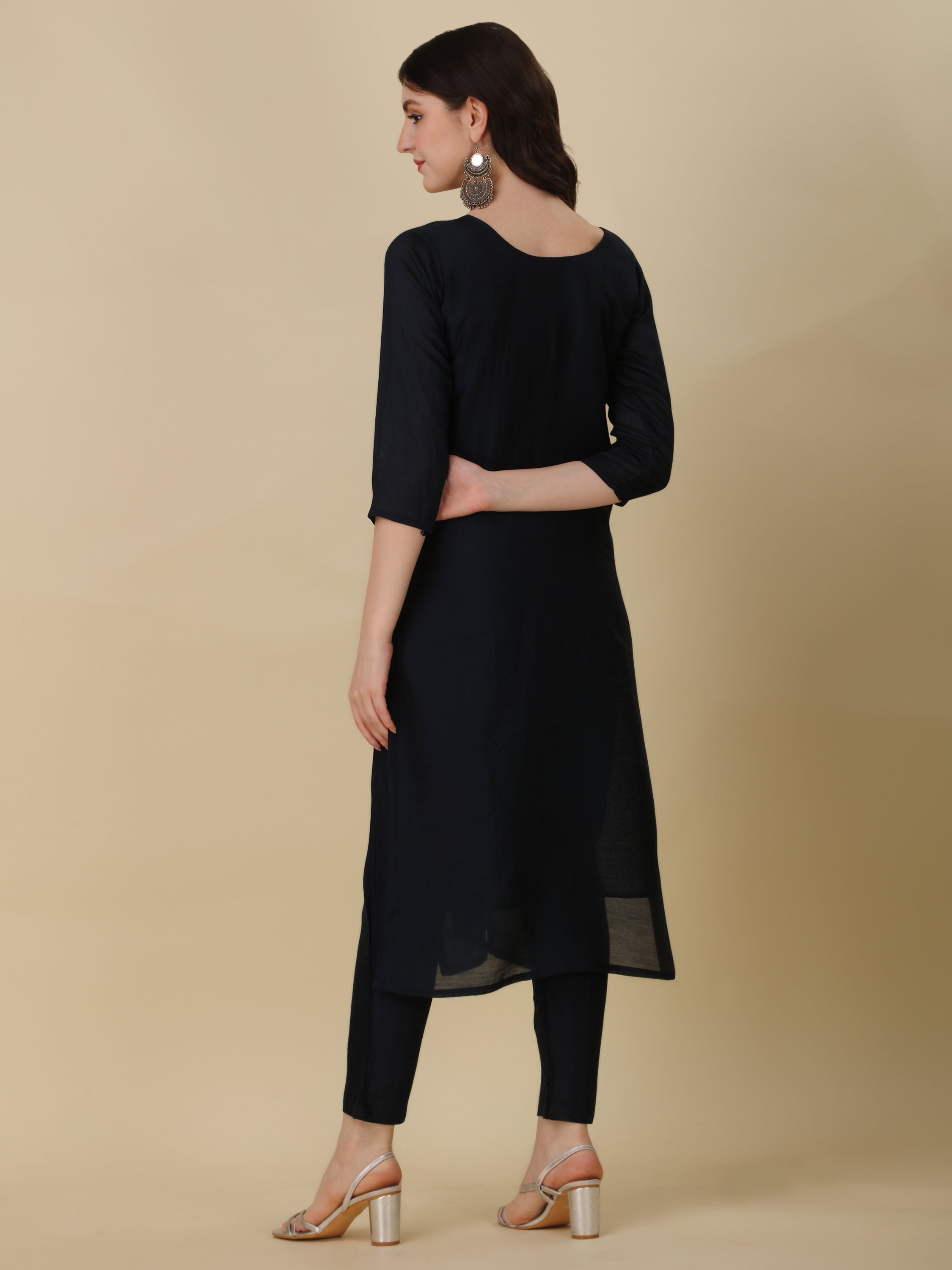 Hand Embroidered Kurta With Pant And Dupatta Set, Multicolor - Hiral Fashion | Grocsy