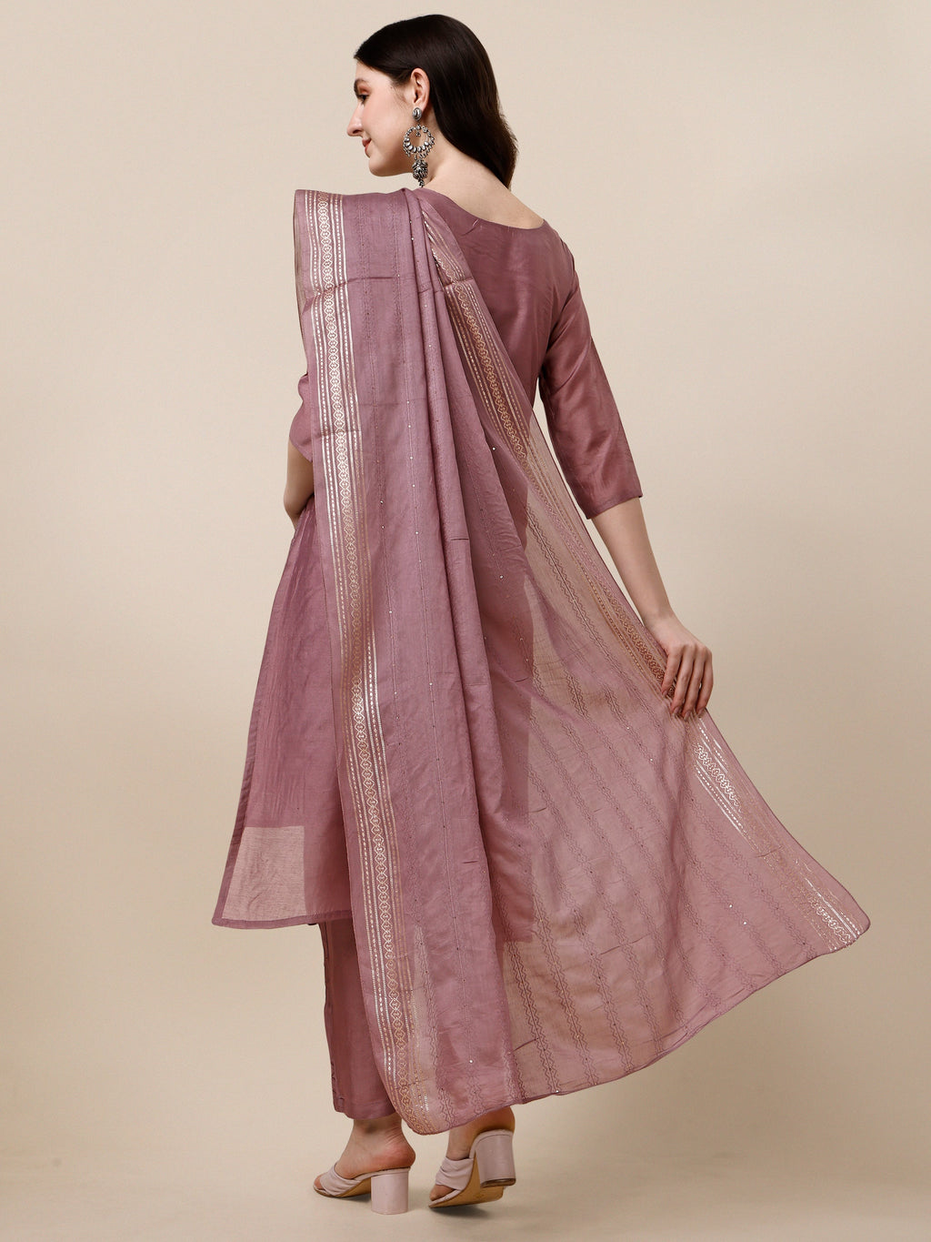 Hand Embroidered Kurta With Pant And Dupatta Set, Multicolor - Hiral Fashion | Grocsy