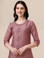 Hand Embroidered Kurta With Pant And Dupatta Set, Multicolor - Hiral Fashion | Grocsy