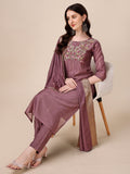 Hand Embroidered Kurta With Pant And Dupatta Set, Multicolor - Hiral Fashion | Grocsy