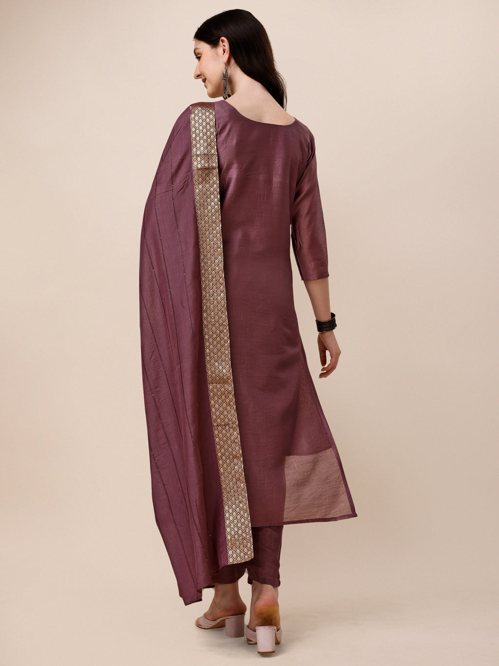 Hand Embroidered Kurta With Pant And Dupatta Set, Multicolor - Hiral Fashion | Grocsy