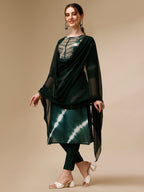 Lehariya Printed And Embroidered Kurta With Pant And Dupatta Set, Multicolor - Hiral Fashion | Grocsy