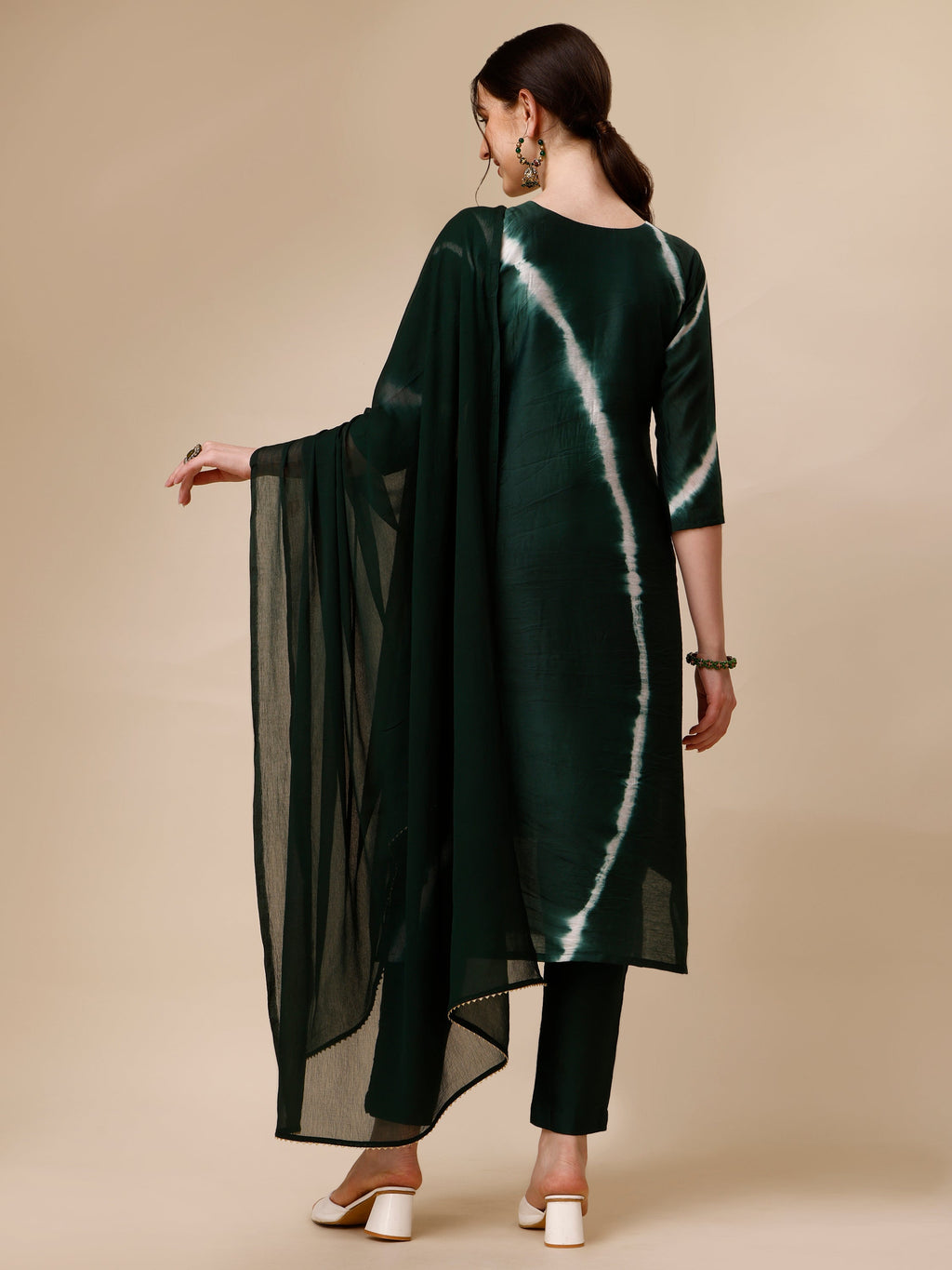 Lehariya Printed And Embroidered Kurta With Pant And Dupatta Set, Multicolor - Hiral Fashion | Grocsy