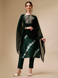Lehariya Printed And Embroidered Kurta With Pant And Dupatta Set, Multicolor - Hiral Fashion | Grocsy