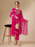 Lehariya Printed And Embroidered Kurta With Pant And Dupatta Set, Multicolor - Hiral Fashion | Grocsy