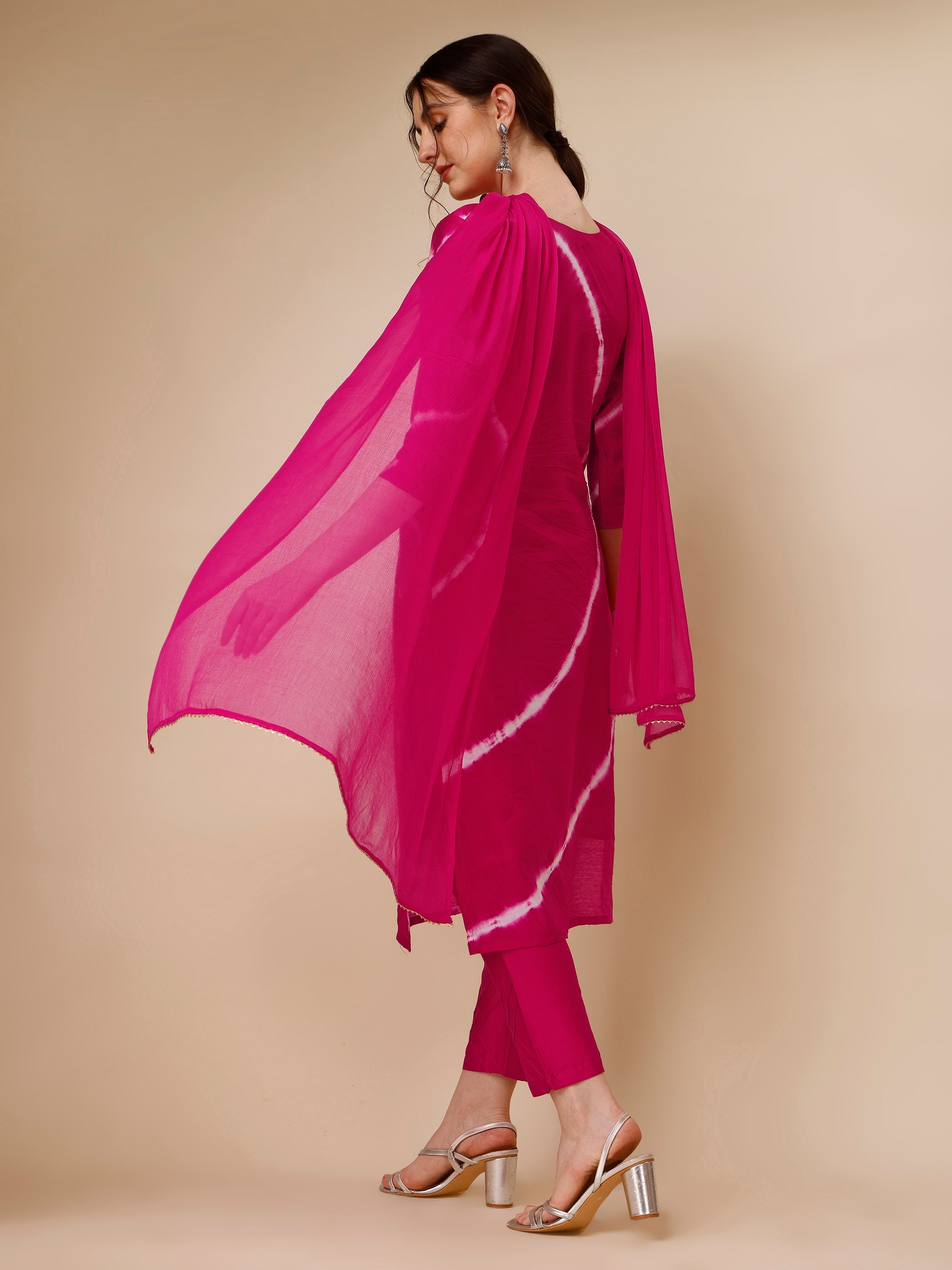 Lehariya Printed And Embroidered Kurta With Pant And Dupatta Set, Multicolor - Hiral Fashion | Grocsy