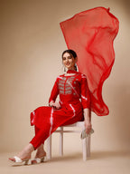 Lehariya Printed And Embroidered Kurta With Pant And Dupatta Set, Multicolor - Hiral Fashion | Grocsy