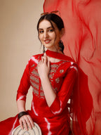 Lehariya Printed And Embroidered Kurta With Pant And Dupatta Set, Multicolor - Hiral Fashion | Grocsy