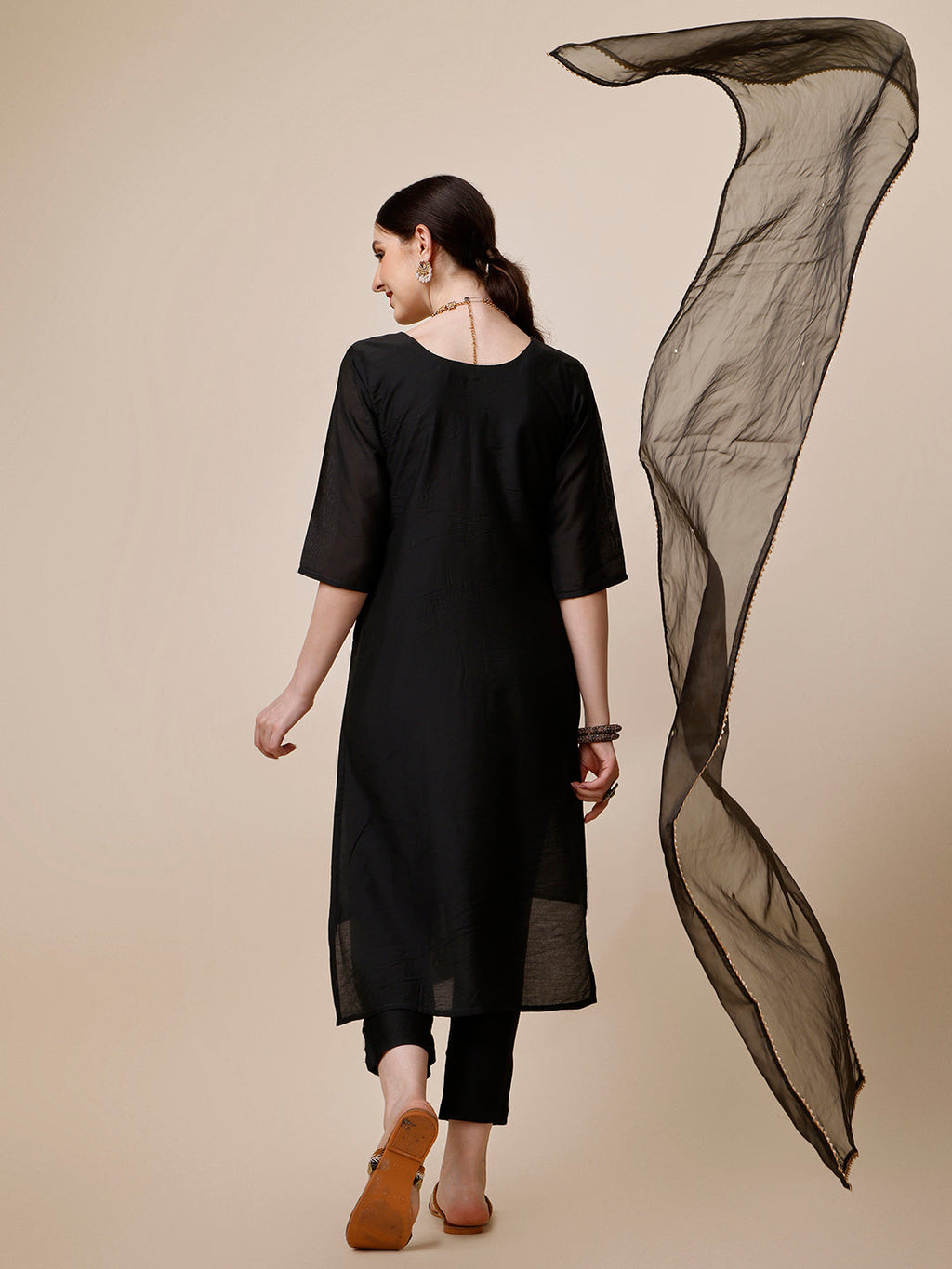 Embroidered Kurta With Pant And Dupatta Set, Multicolor - Hiral Fashion | Grocsy