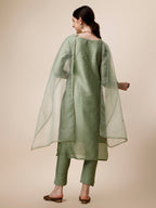 Embroidered Kurta With Pant And Dupatta Set, Multicolor - Hiral Fashion | Grocsy