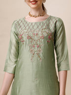 Embroidered Kurta With Pant And Dupatta Set, Multicolor - Hiral Fashion | Grocsy