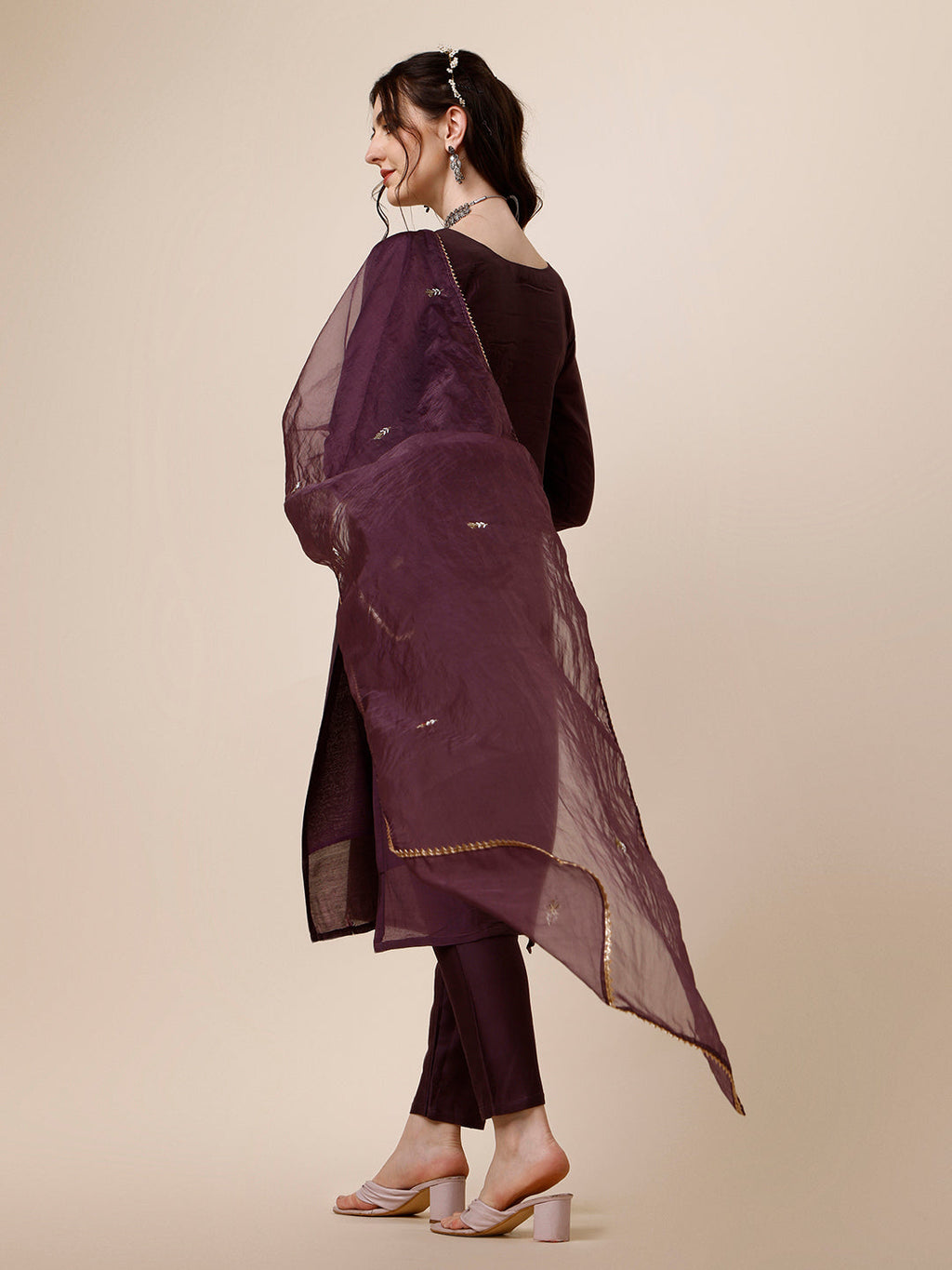Embroidered Kurta With Pant And Dupatta Set, Multicolor - Hiral Fashion | Grocsy