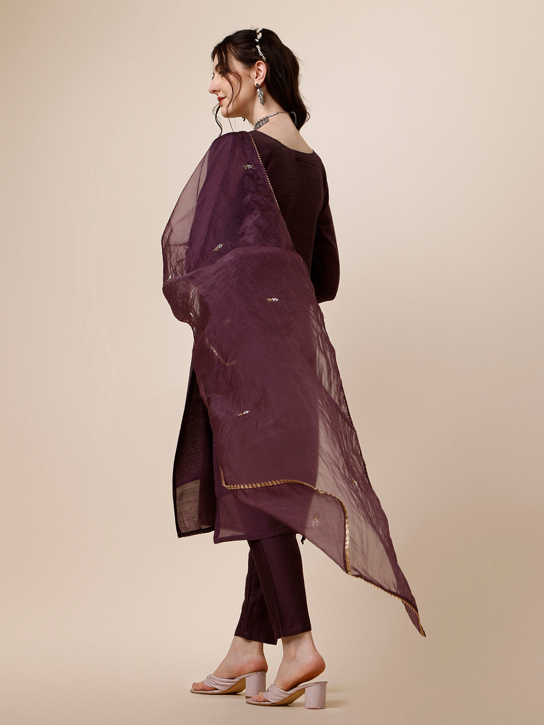 Embroidered Kurta With Pant And Dupatta Set, Multicolor - Hiral Fashion | Grocsy