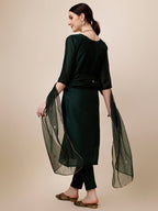 Embroidered Kurta With Pant And Dupatta Set, Multicolor - Hiral Fashion | Grocsy