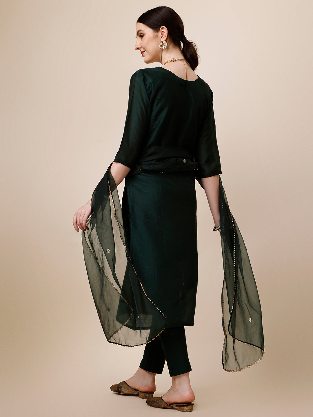Embroidered Kurta With Pant And Dupatta Set, Multicolor - Hiral Fashion | Grocsy