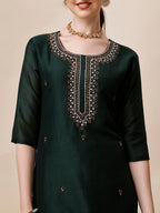 Embroidered Kurta With Pant And Dupatta Set, Multicolor - Hiral Fashion | Grocsy