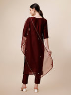 Embroidered Color Kurta With Pant And Dupatta Set, Multicolor - Hiral Fashion | Grocsy